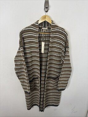 NWT Love stitch Lovestich Woman M Coatigan Cardigan Sweater Knit Brown
